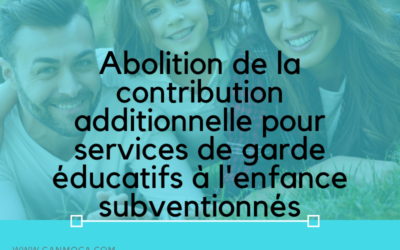 Bonnes nouvelles: Abolition de la contribution additionnelle pour frais de garde